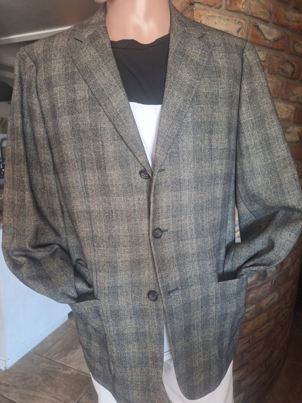 Jil Sander Tailor Made R50 100% Virgin Wool Gray Plaid Suit Drop 6 36 x 30.5